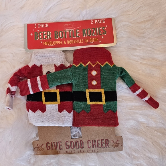Three Sets of Two Beer Bottle Kozies Assorted Christmas Ugly Sweater Designs NWT - Picture 2 of 7